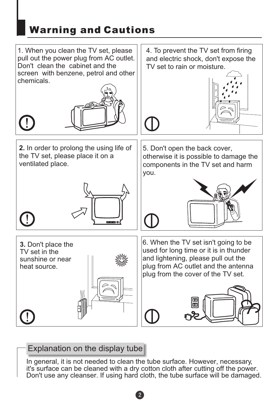 Warning and cautions | haier 21T5A User Manual | Page 3 / 32