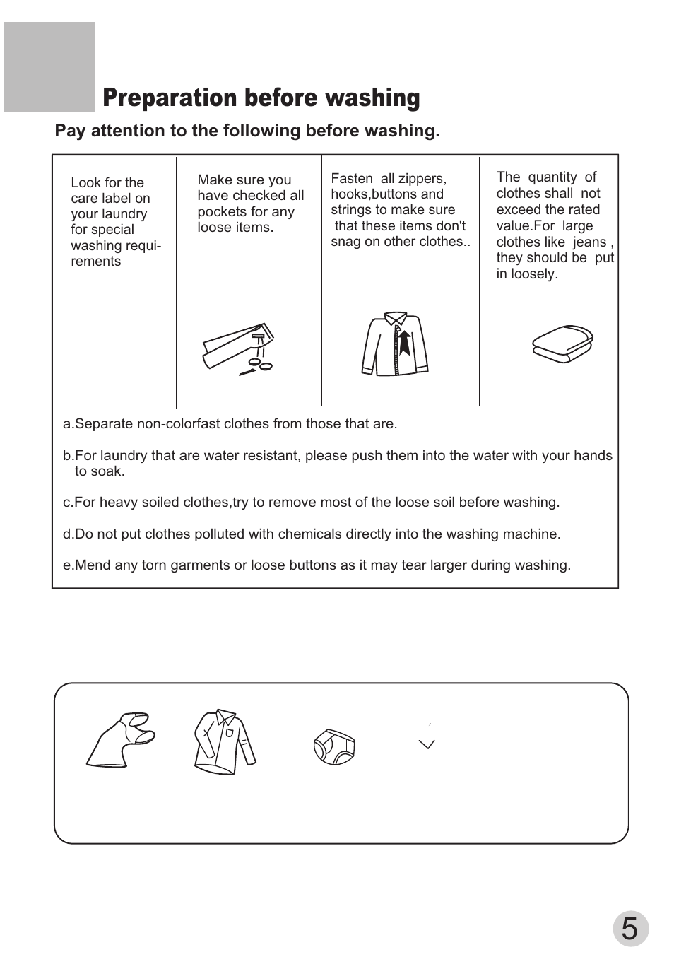 Т³гж 7, Preparation before washing | haier Mini Washing Machine XPBM15-0501 User Manual | Page 7 / 12