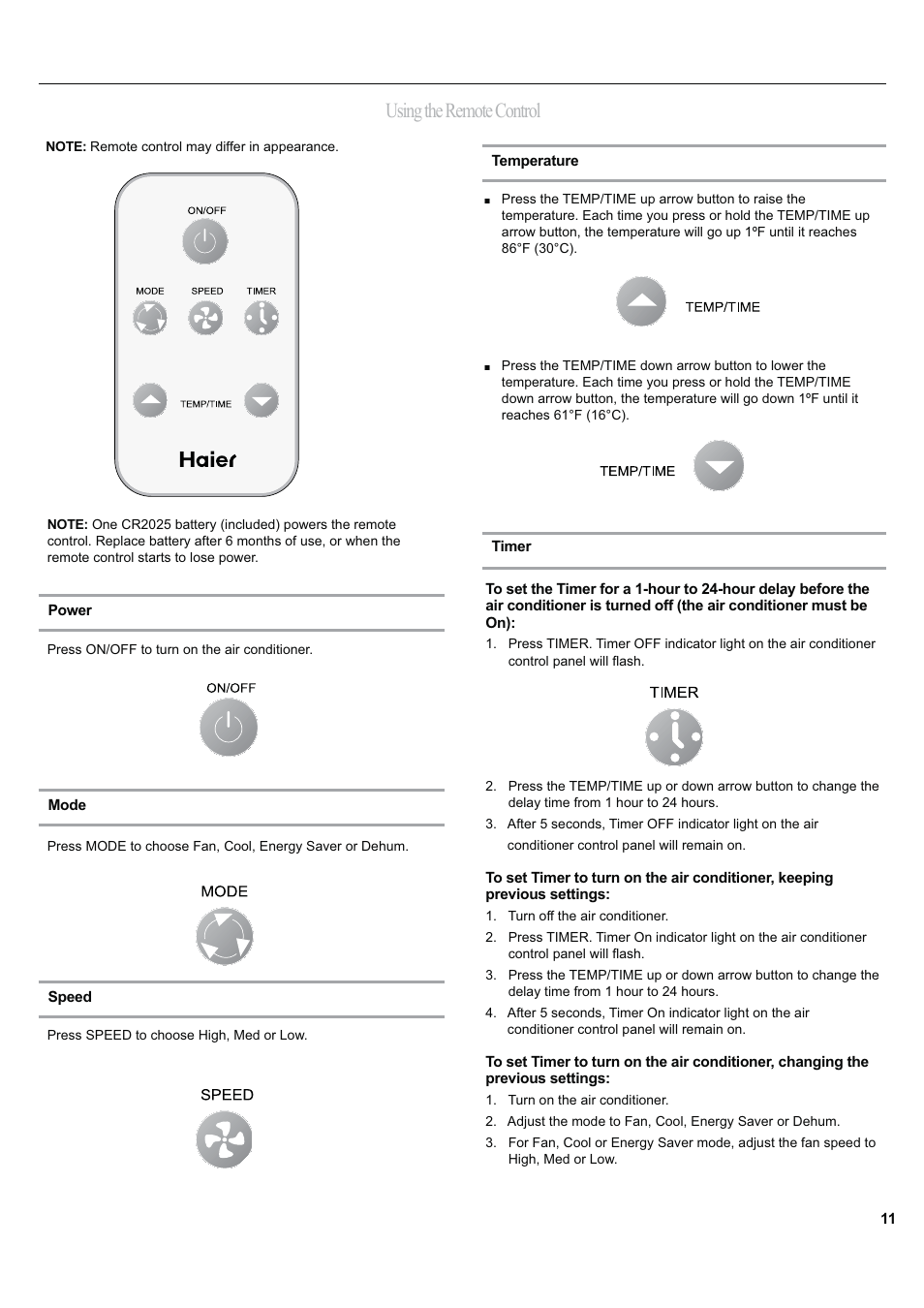 Using the remote control | haier ESA424J-L User Manual | Page 11 / 44