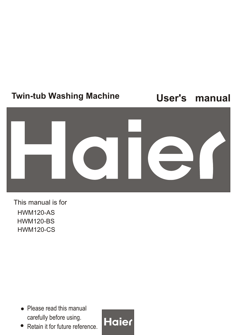 haier HWM120-CS User Manual | 18 pages