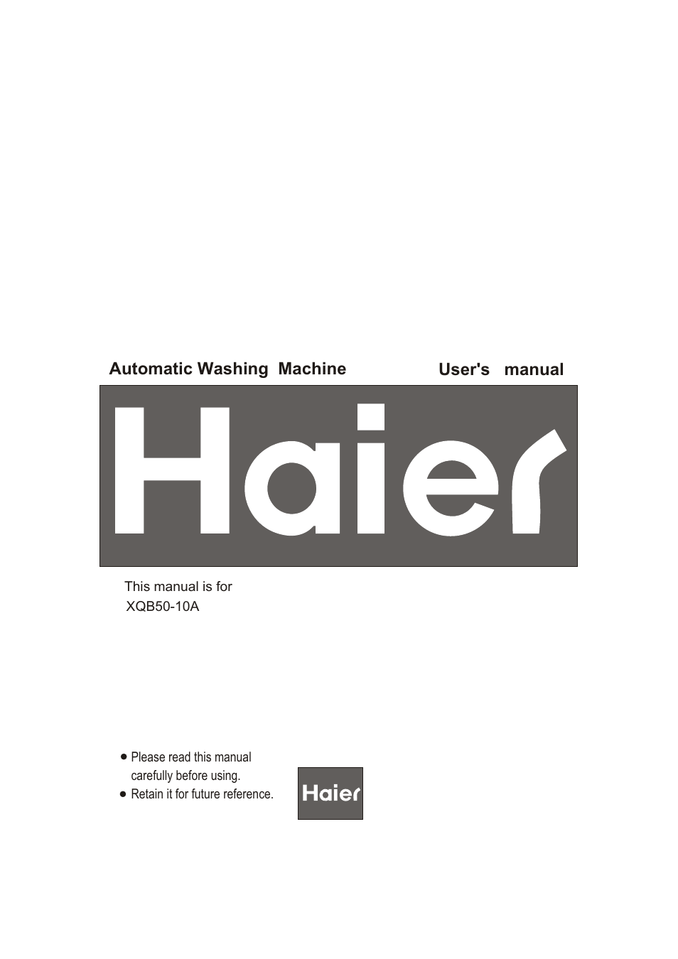 haier XQB50-10A User Manual | 20 pages