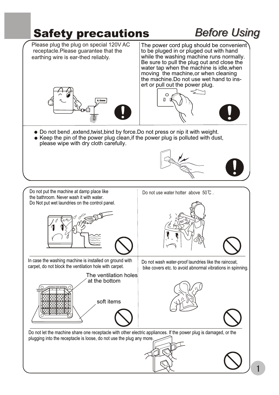 Before using, Before using safety precautions | haier XQB50-10A User Manual | Page 4 / 20