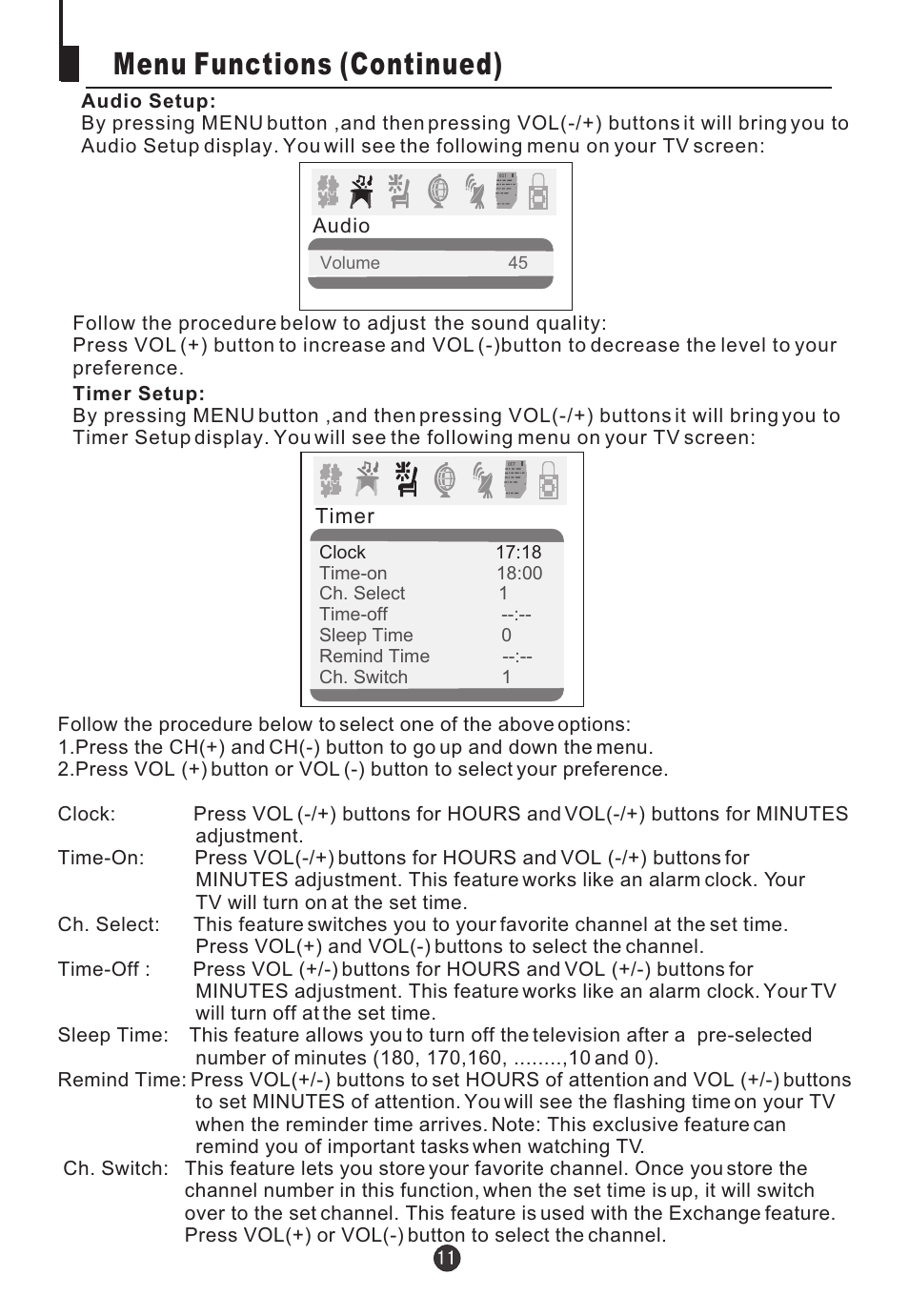 Menu functions (continued) | haier HTN20R16 User Manual | Page 13 / 24