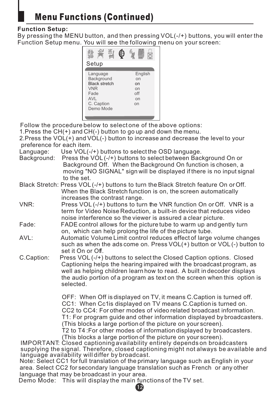 Menu functions (continued) | haier HTN20R16 User Manual | Page 14 / 24