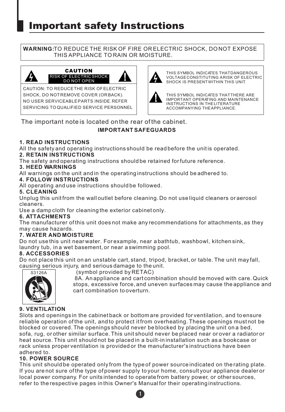 Important safety instructions | haier HTN20R16 User Manual | Page 3 / 24