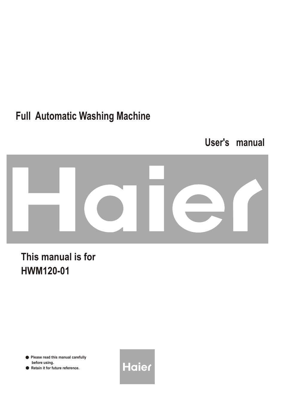 haier HWM120-01 User Manual | 20 pages