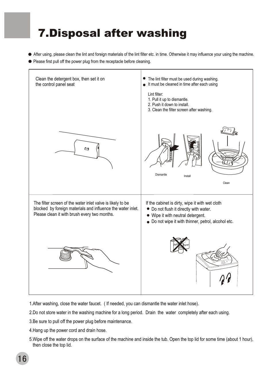 Disposal after washing | haier HWM120-01 User Manual | Page 18 / 20
