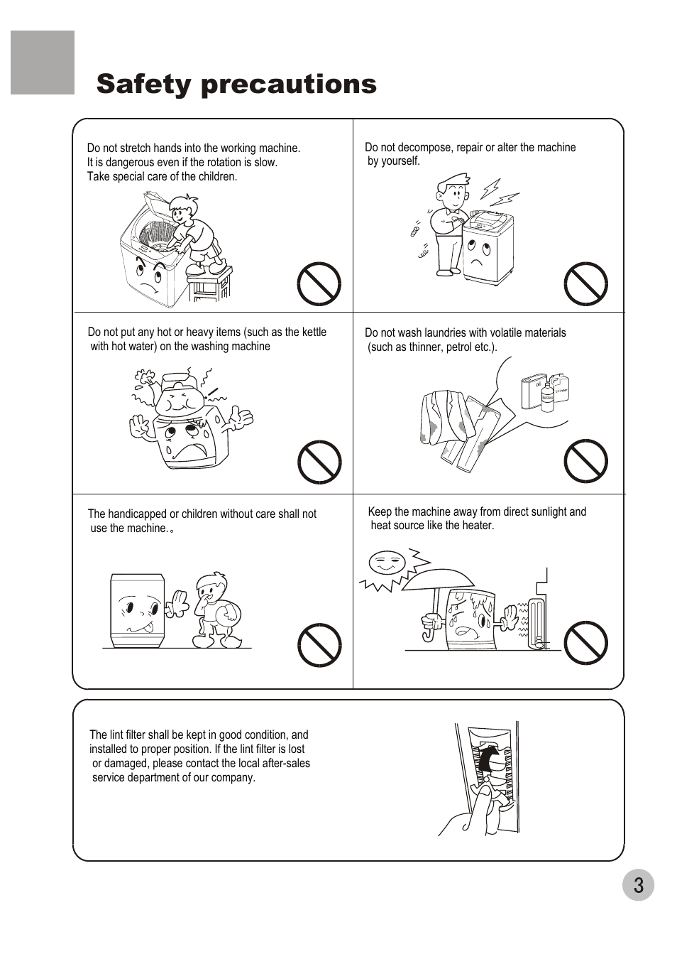 Safety precautions | haier HWM120-01 User Manual | Page 5 / 20