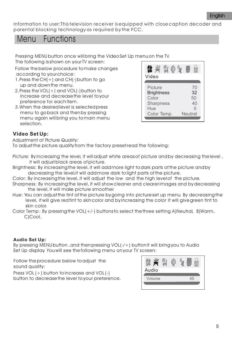 Т³гж 6, Menu functions | haier HTR21S34 User Manual | Page 6 / 41