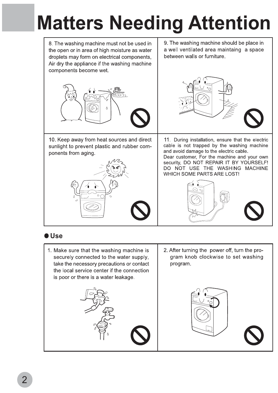Matters needing attention | haier HA1000TE User Manual | Page 4 / 18