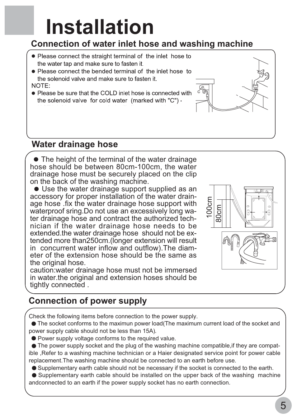 Installation | haier HA1000TE User Manual | Page 7 / 18