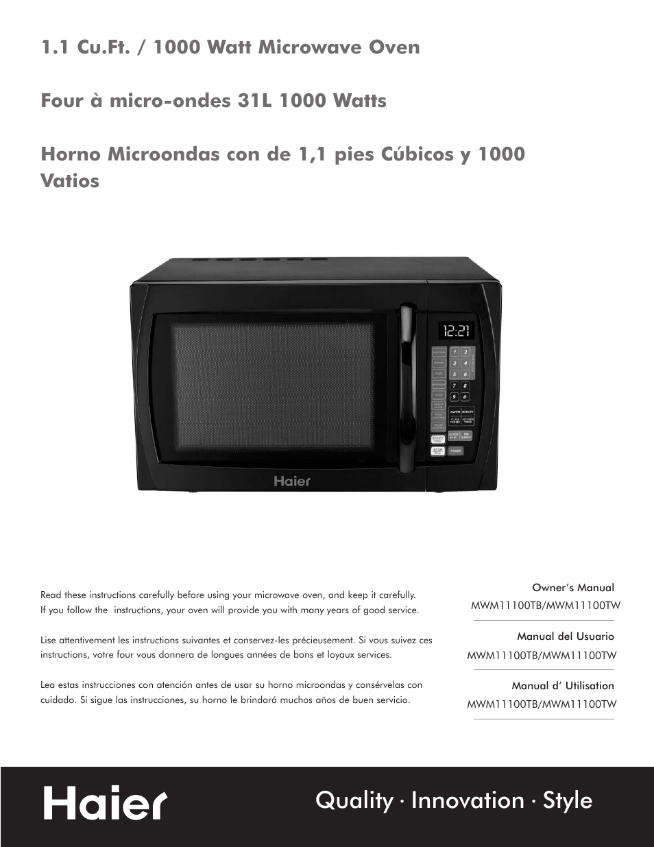 haier MWG7036RW User Manual | 16 pages