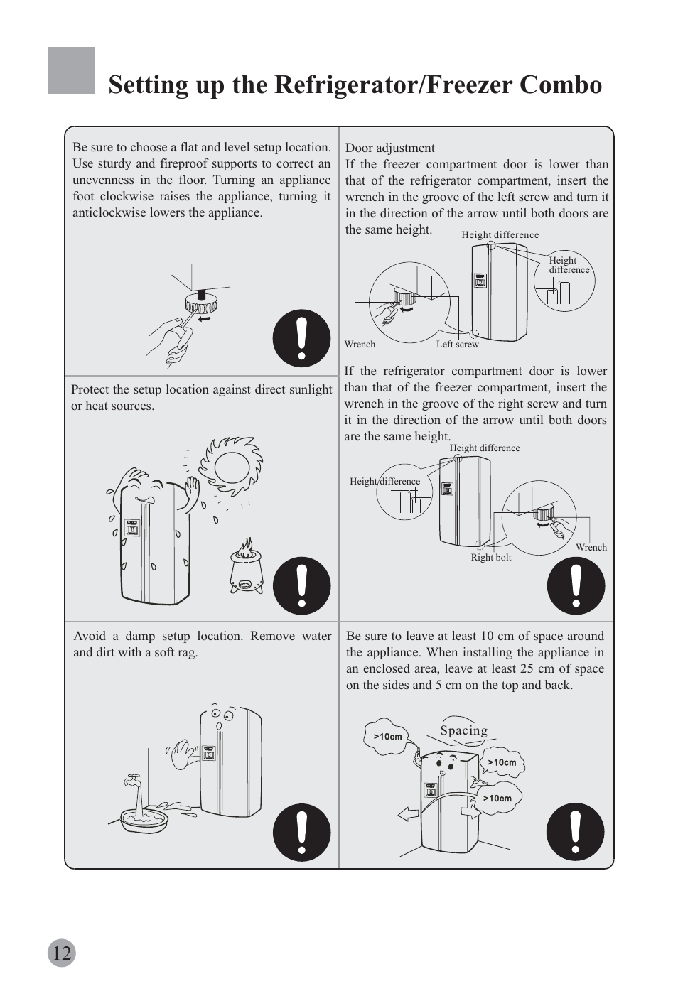 Setting up the refrigerator/freezer combo | haier REFRIGERATOR / FREEZER COMBO HRF-6631RG User Manual | Page 14 / 44