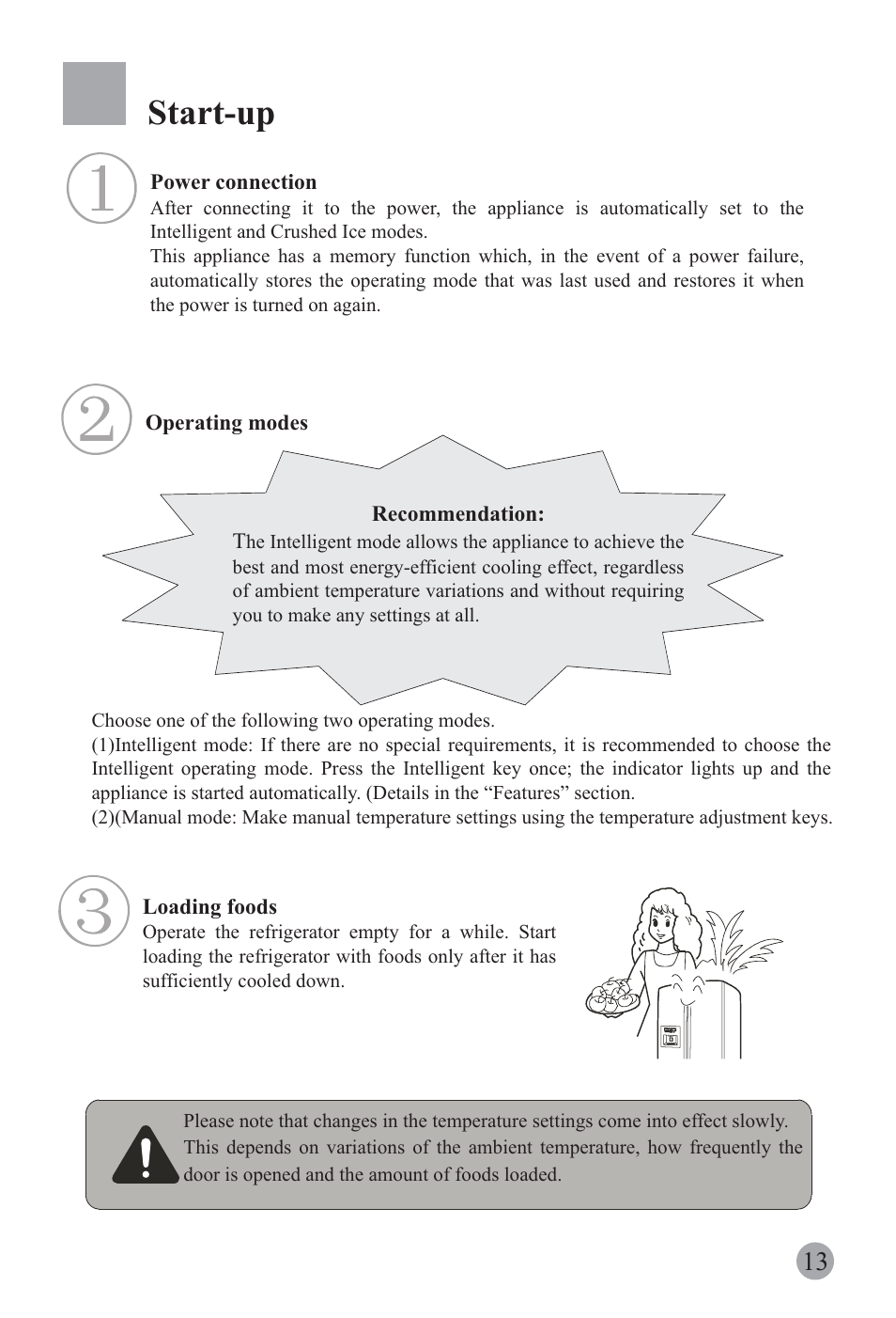 Start-up | haier REFRIGERATOR / FREEZER COMBO HRF-6631RG User Manual | Page 15 / 44