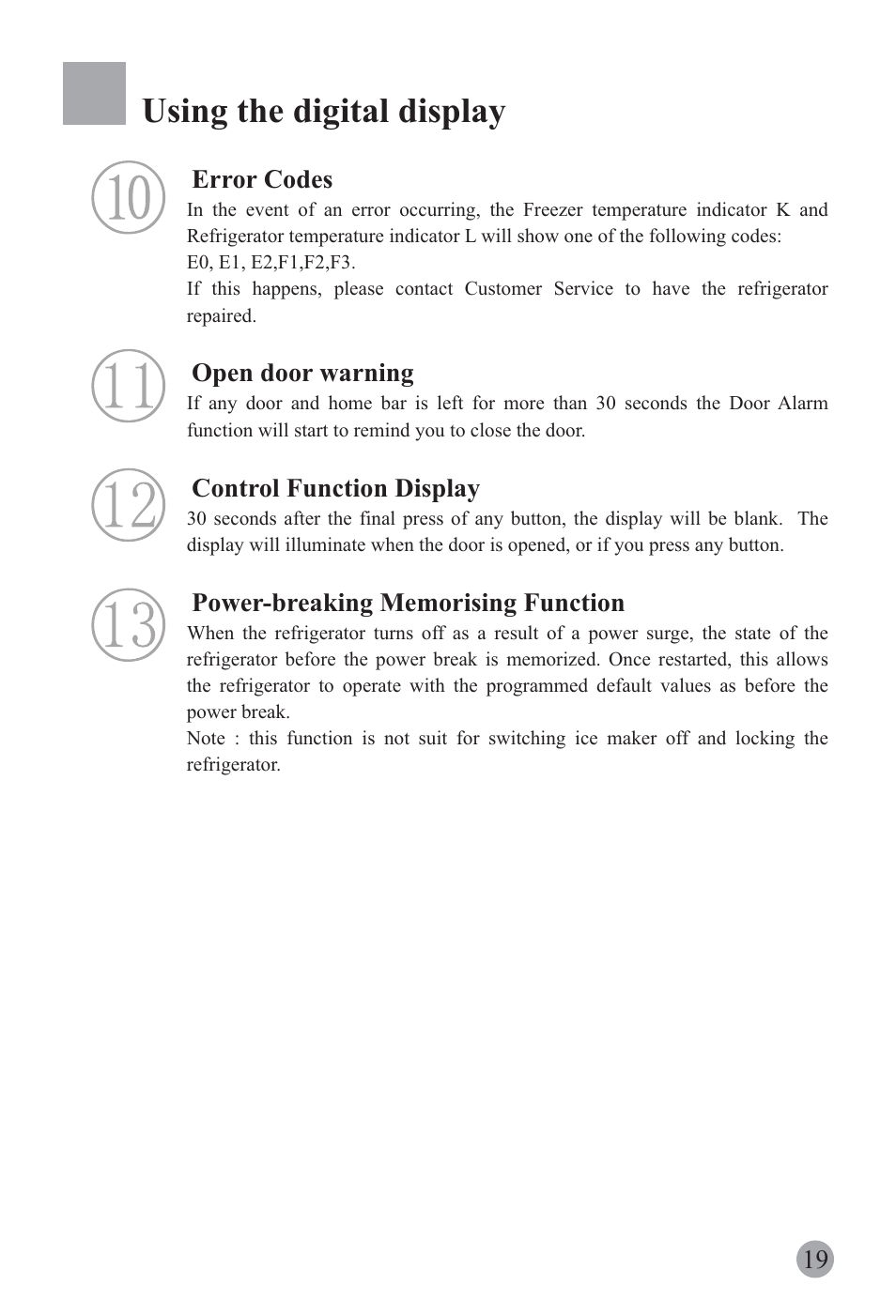 Using the digital display | haier REFRIGERATOR / FREEZER COMBO HRF-6631RG User Manual | Page 21 / 44