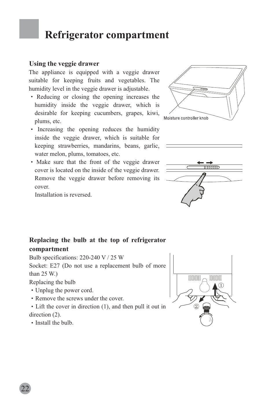 Refrigerator compartment | haier REFRIGERATOR / FREEZER COMBO HRF-6631RG User Manual | Page 24 / 44