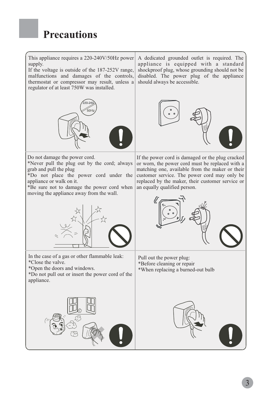 Precautions | haier REFRIGERATOR / FREEZER COMBO HRF-6631RG User Manual | Page 5 / 44