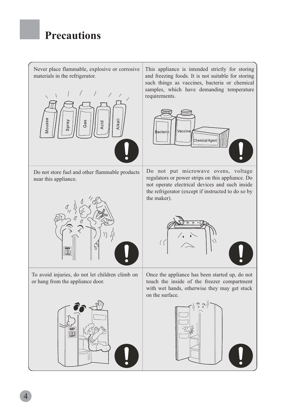 Precautions | haier REFRIGERATOR / FREEZER COMBO HRF-6631RG User Manual | Page 6 / 44