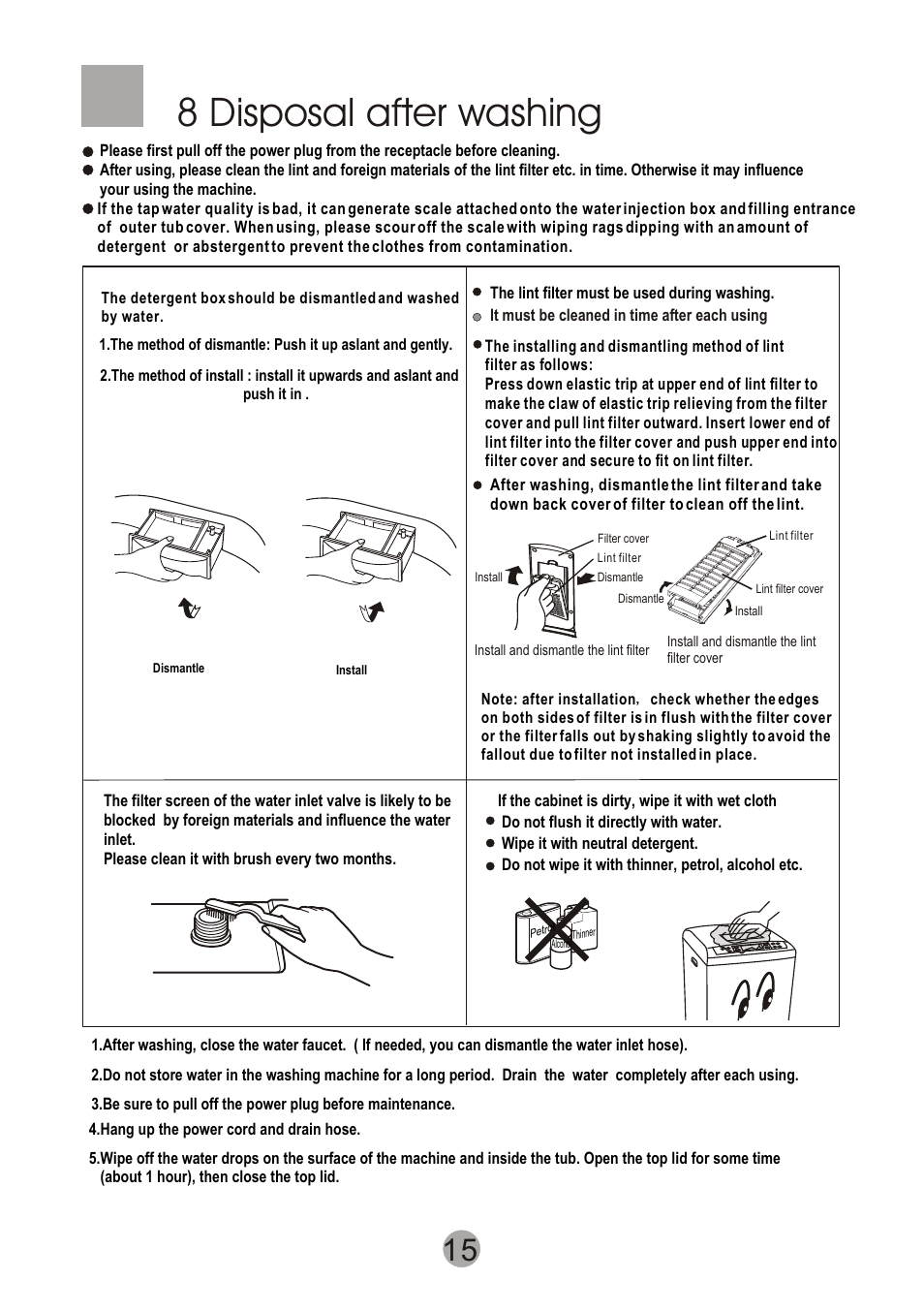 Т³гж 17, 8 disposal after washing | haier XQSB60-JN User Manual | Page 17 / 20