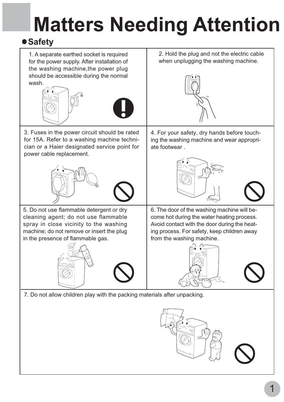 Matters needing attention | haier HBF855TVE User Manual | Page 3 / 18