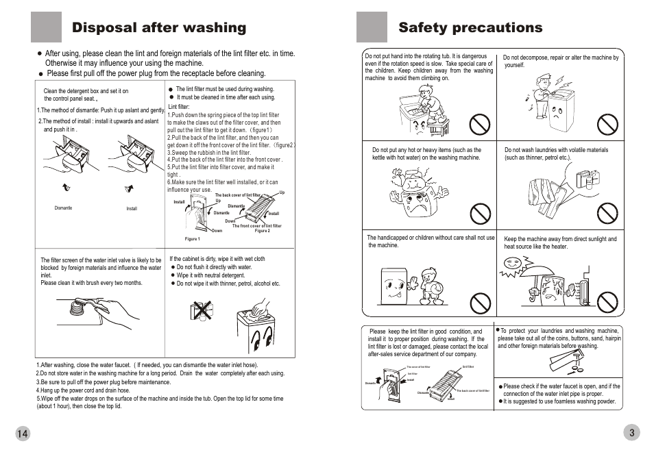 Disposal after washing, Safety precautions | haier HWM110-0566 User Manual | Page 5 / 10