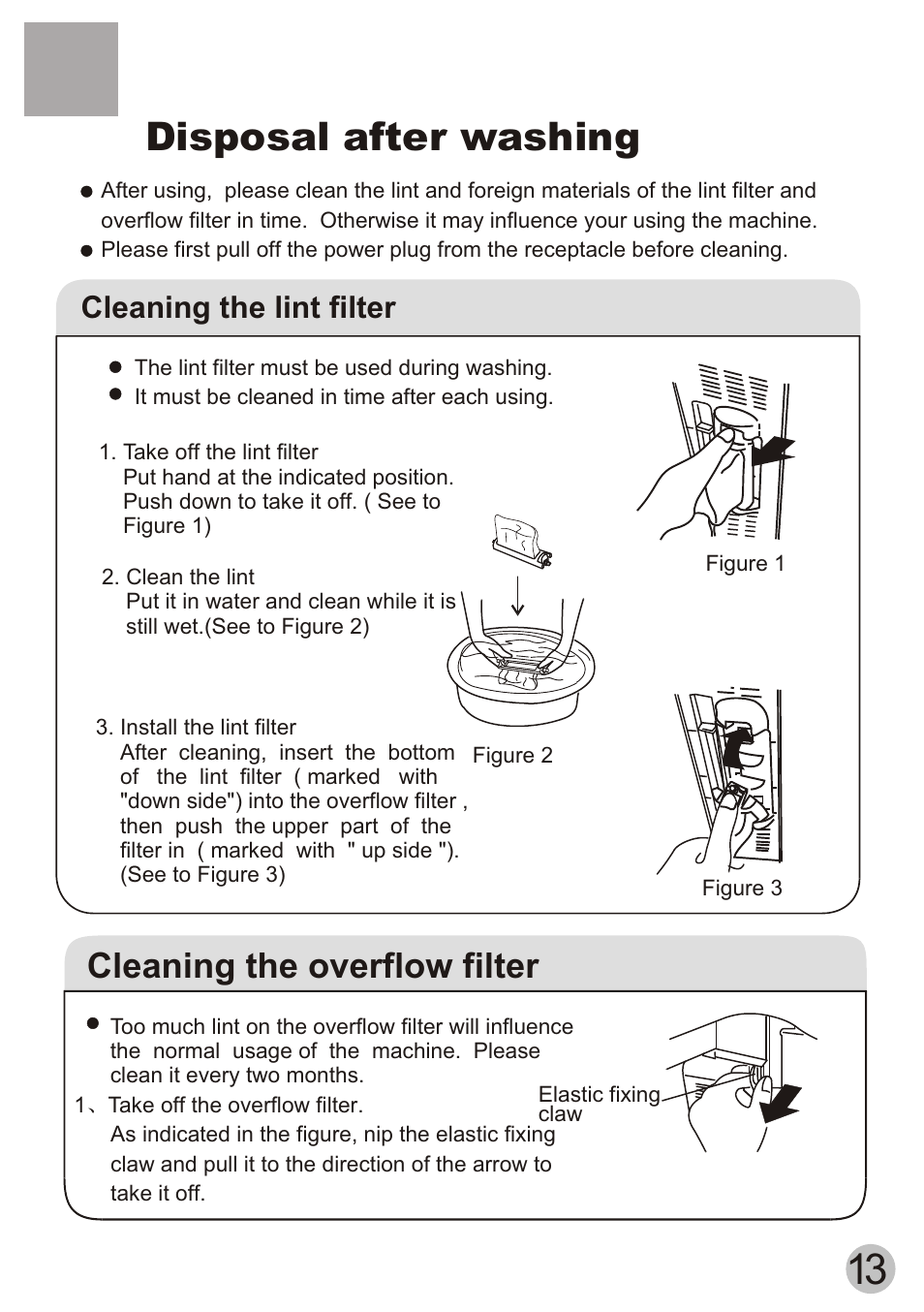 Т³гж 15, Ï ´ º у ´ ¦ а н, Disposal after washing | Cleaning the overflow filter, Cleaning the lint filter | haier HWM80-113S-Fiji User Manual | Page 15 / 19