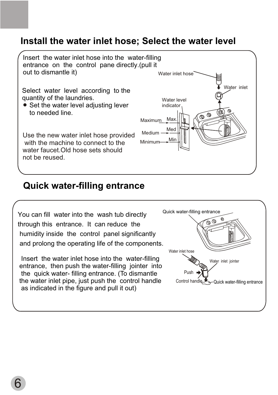 Т³гж 8, Quick water-filling entrance | haier HWM80-113S-Fiji User Manual | Page 8 / 19