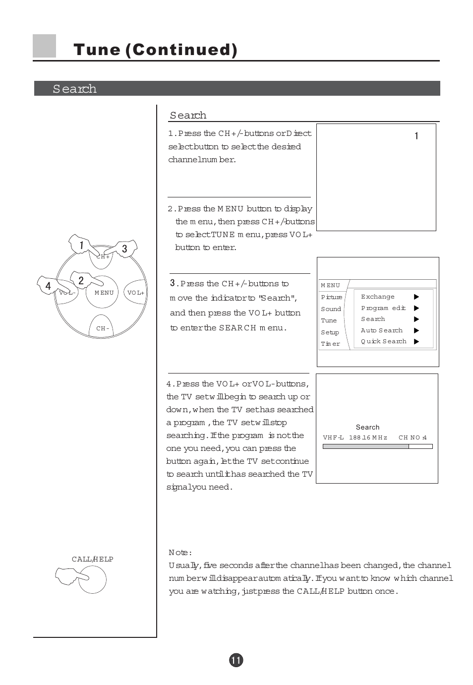 Tune (continued), Search | haier 29F5D User Manual | Page 12 / 45