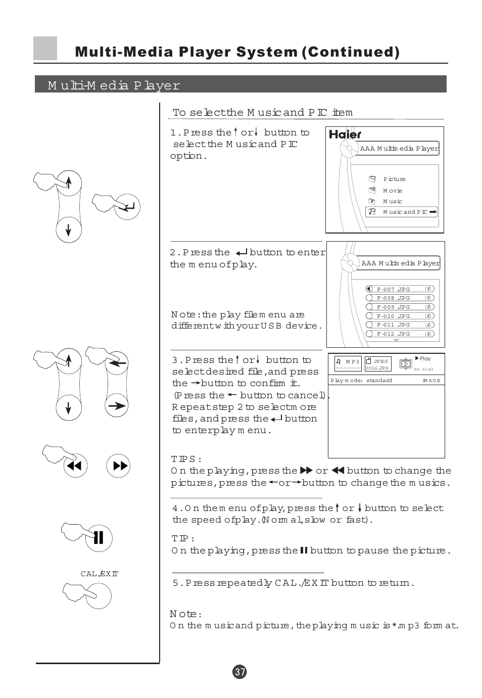 N ote | haier 29F5D User Manual | Page 38 / 45