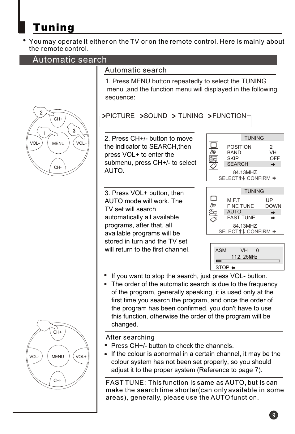 Т³гж 11, Tuning, Automatic search | haier 21F3A User Manual | Page 10 / 29