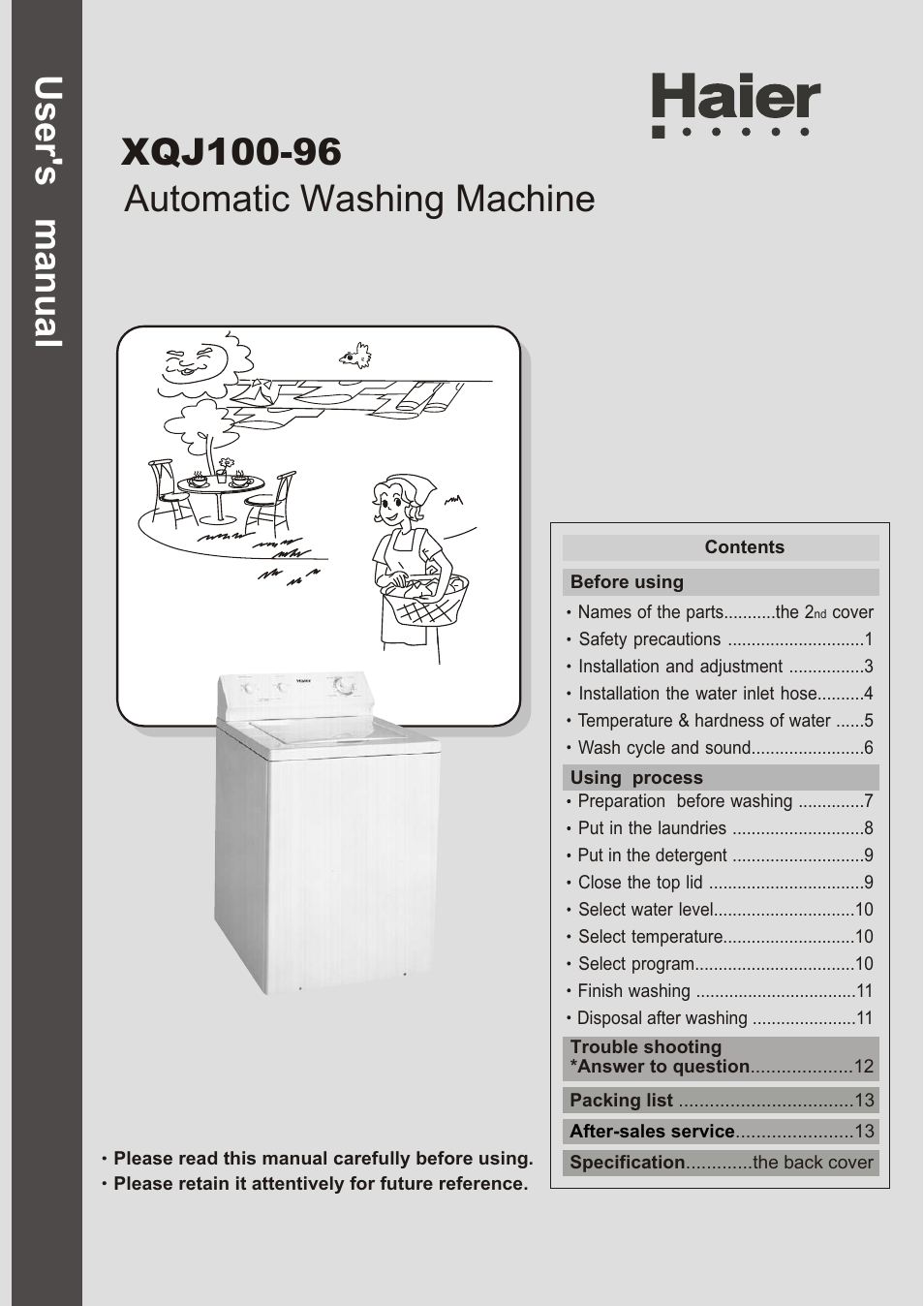 haier XQJ100-96 User Manual | 16 pages