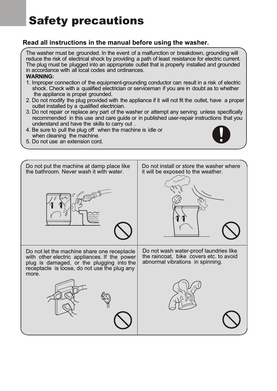 Safety precautions | haier XQJ100-96 User Manual | Page 3 / 16