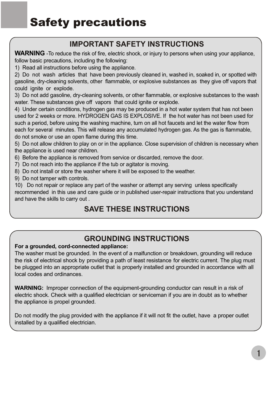 Safety precautions | haier XQJ100-96 User Manual | Page 4 / 16