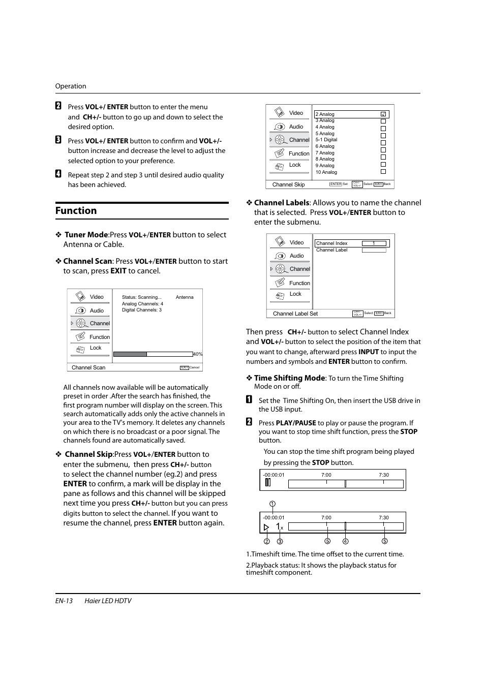 Function | haier HL22XSL2 User Manual | Page 14 / 24