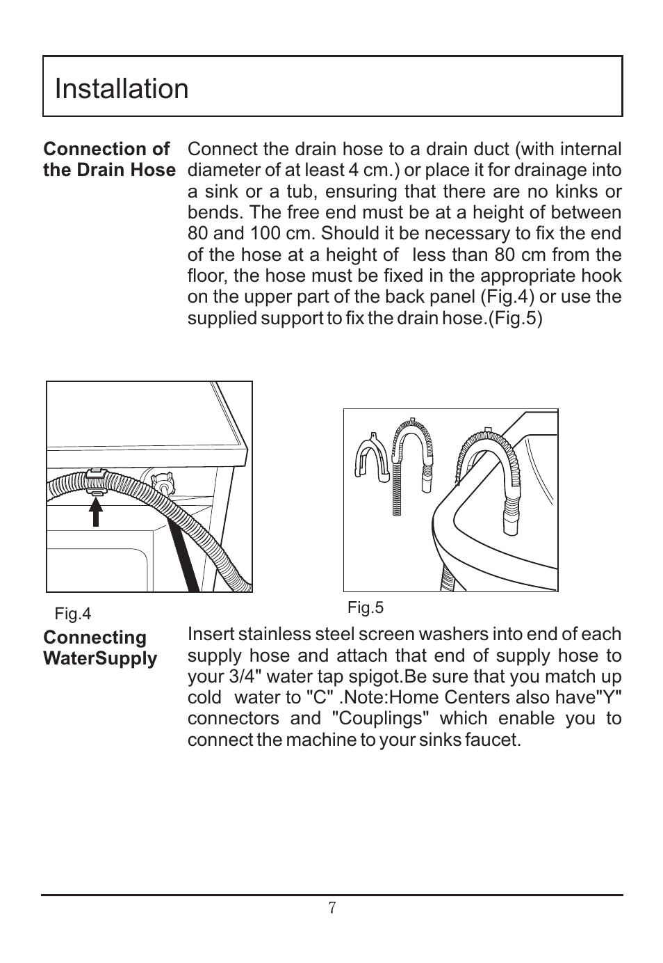 Installation | haier WNA600TX User Manual | Page 8 / 24