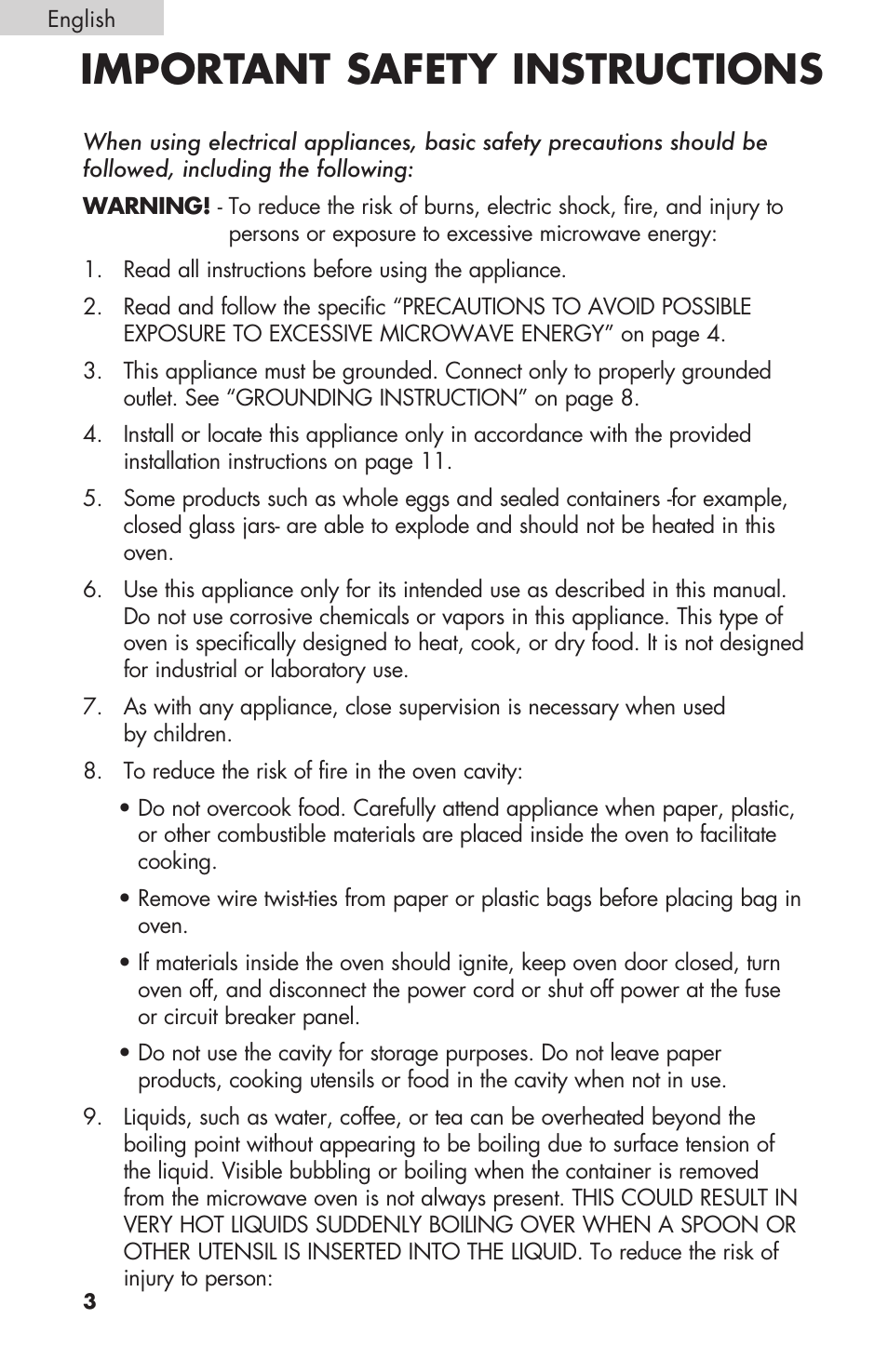 Important safety instructions | haier MWM6600RW User Manual | Page 4 / 16