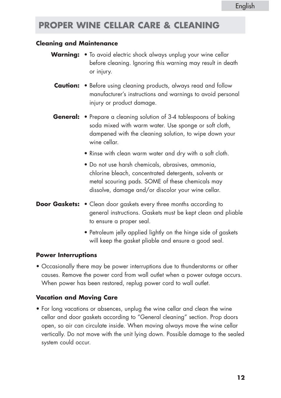 Proper wine cellar care & cleaning | haier HVCE24 User Manual | Page 13 / 44