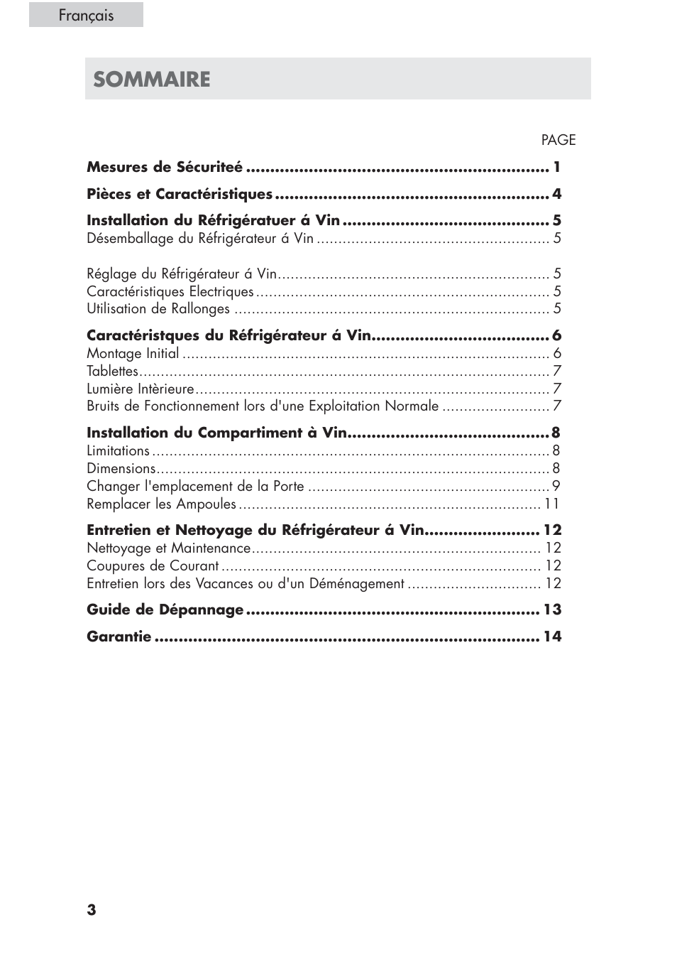 Sommaire | haier HVCE24 User Manual | Page 18 / 44