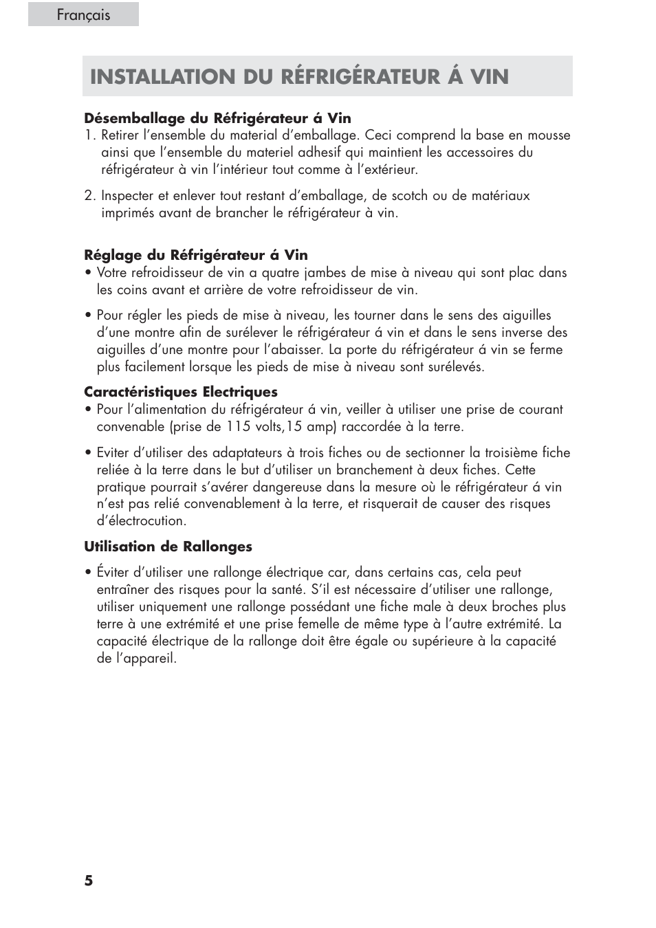 Installation du réfrigérateur á vin | haier HVCE24 User Manual | Page 20 / 44