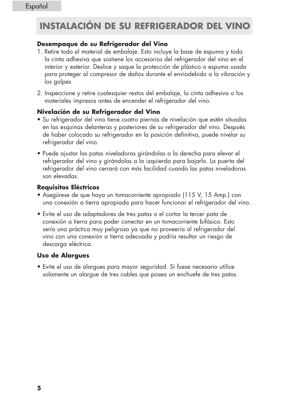 Instalación de su refrigerador del vino | haier HVCE24 User Manual | Page 34 / 44