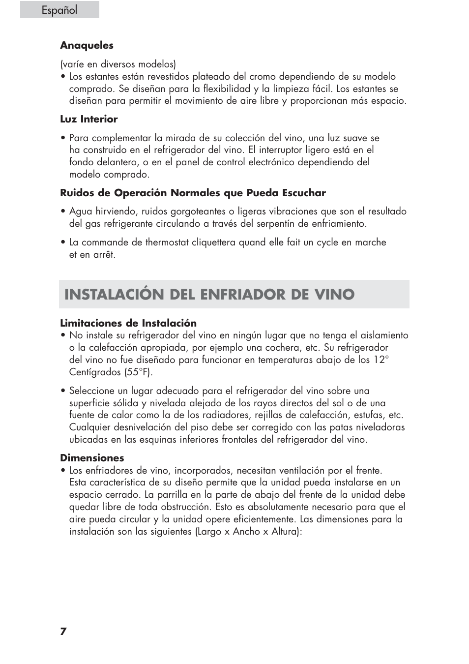 Instalación del enfriador de vino | haier HVCE24 User Manual | Page 36 / 44