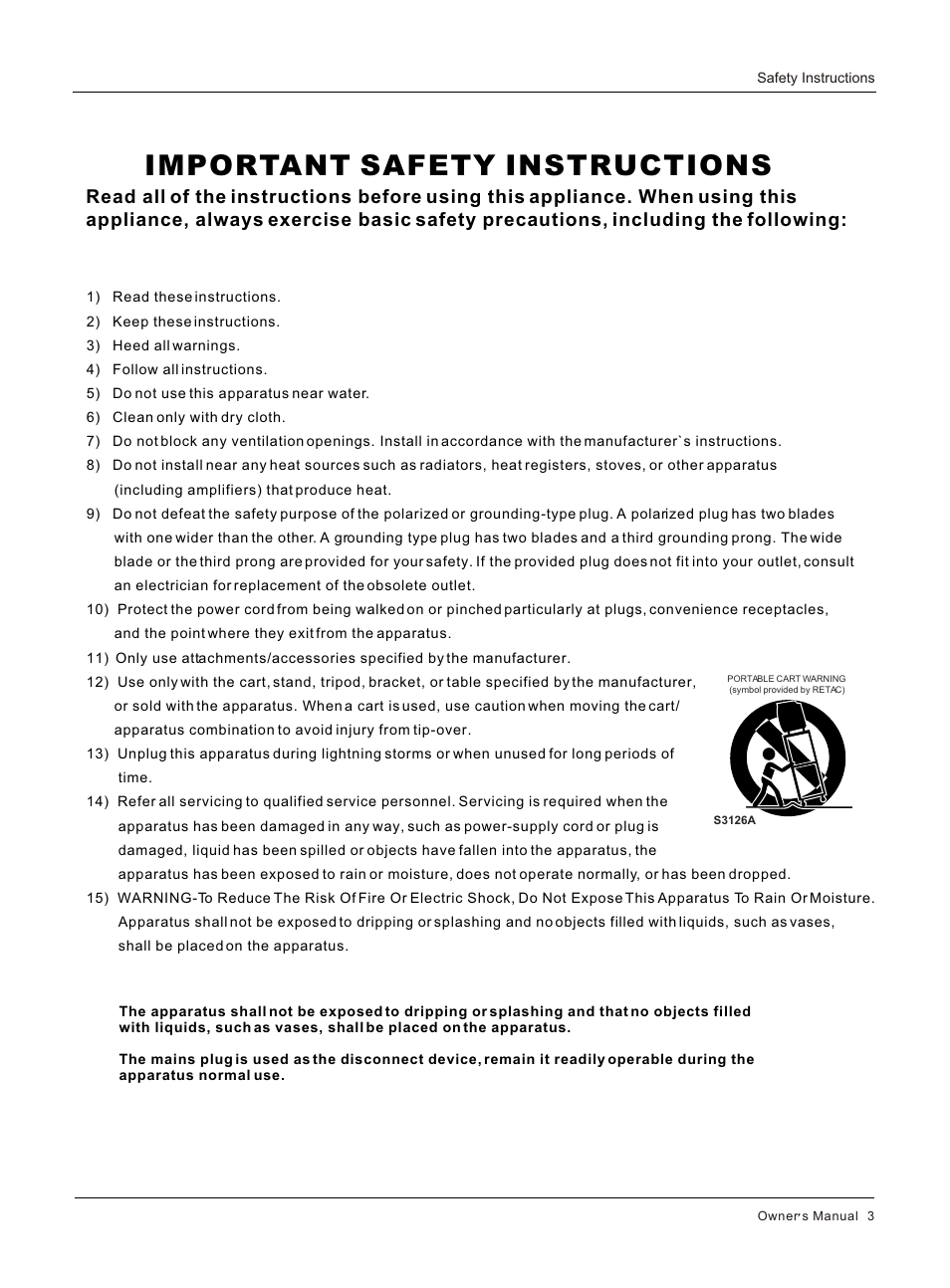 Т³гж 3, Important safety instructions | haier HL32S User Manual | Page 3 / 44
