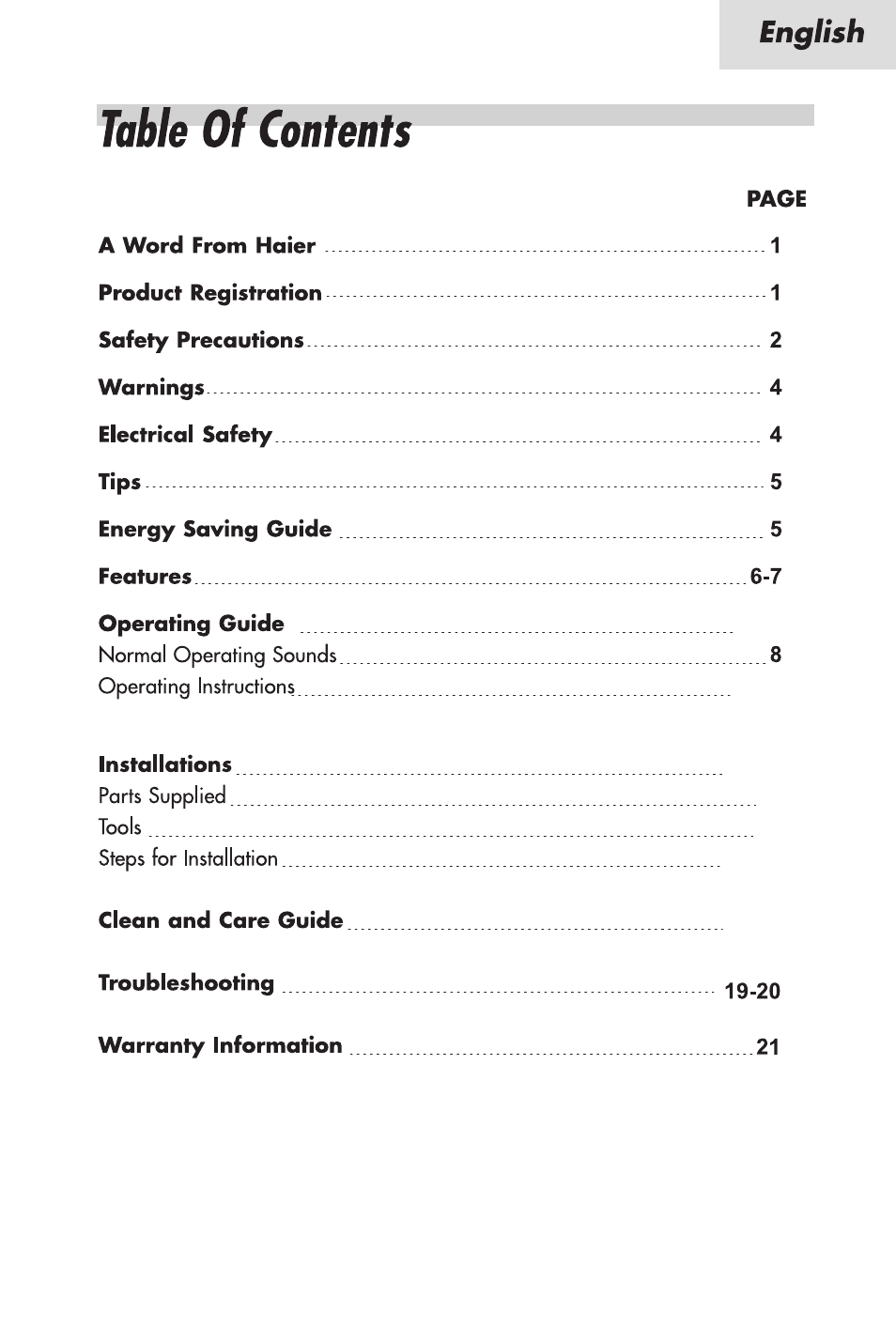 haier ESA3067 User Manual | Page 5 / 23
