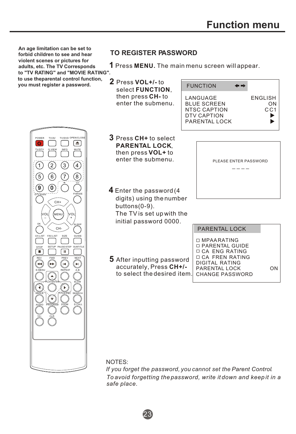 Т³гж 24, Function menu, Press menu. the main menu screen will appear | Cannot set the . parent control | haier NX-565 User Manual | Page 24 / 45