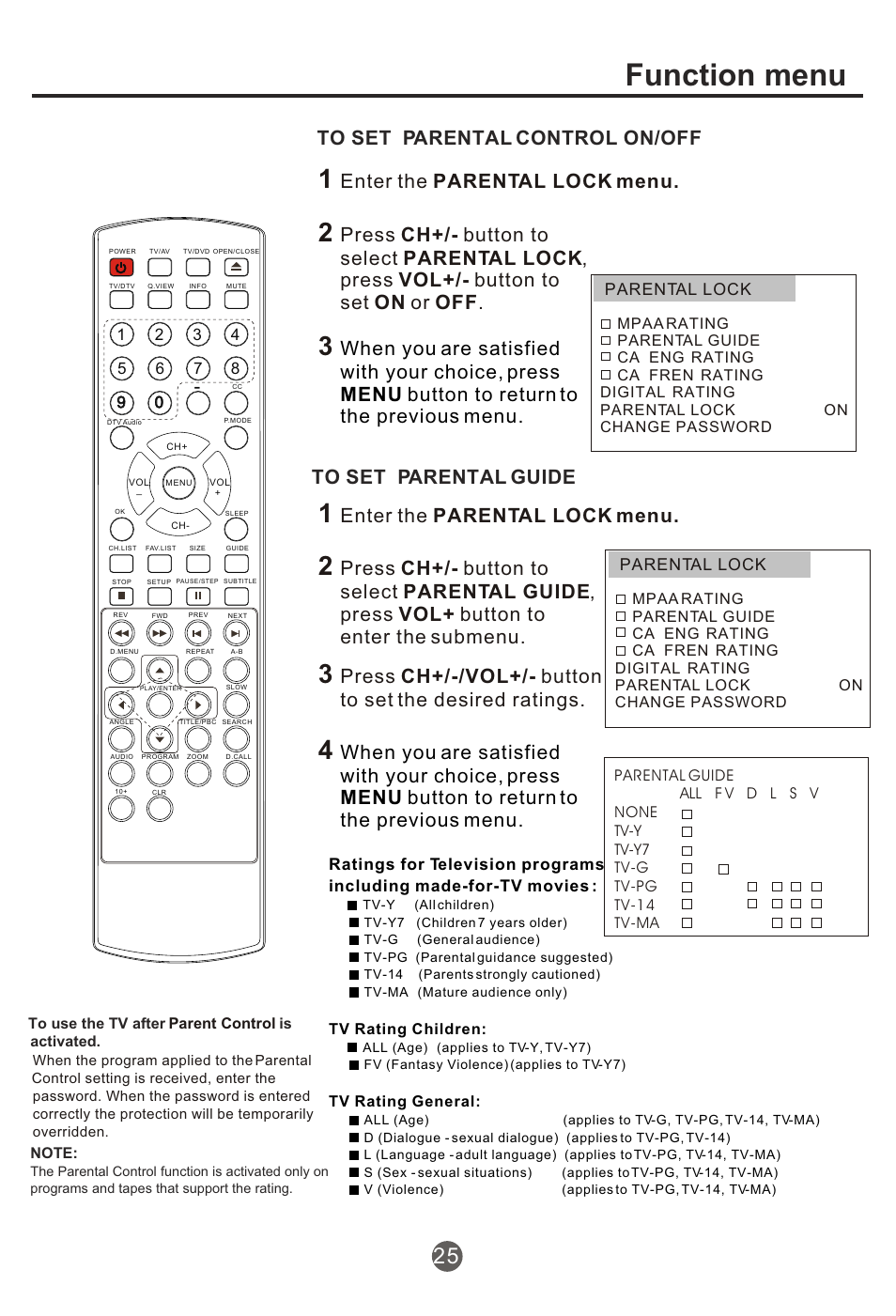 Т³гж 26, Function menu, Enter the parental lock menu | haier NX-565 User Manual | Page 26 / 45