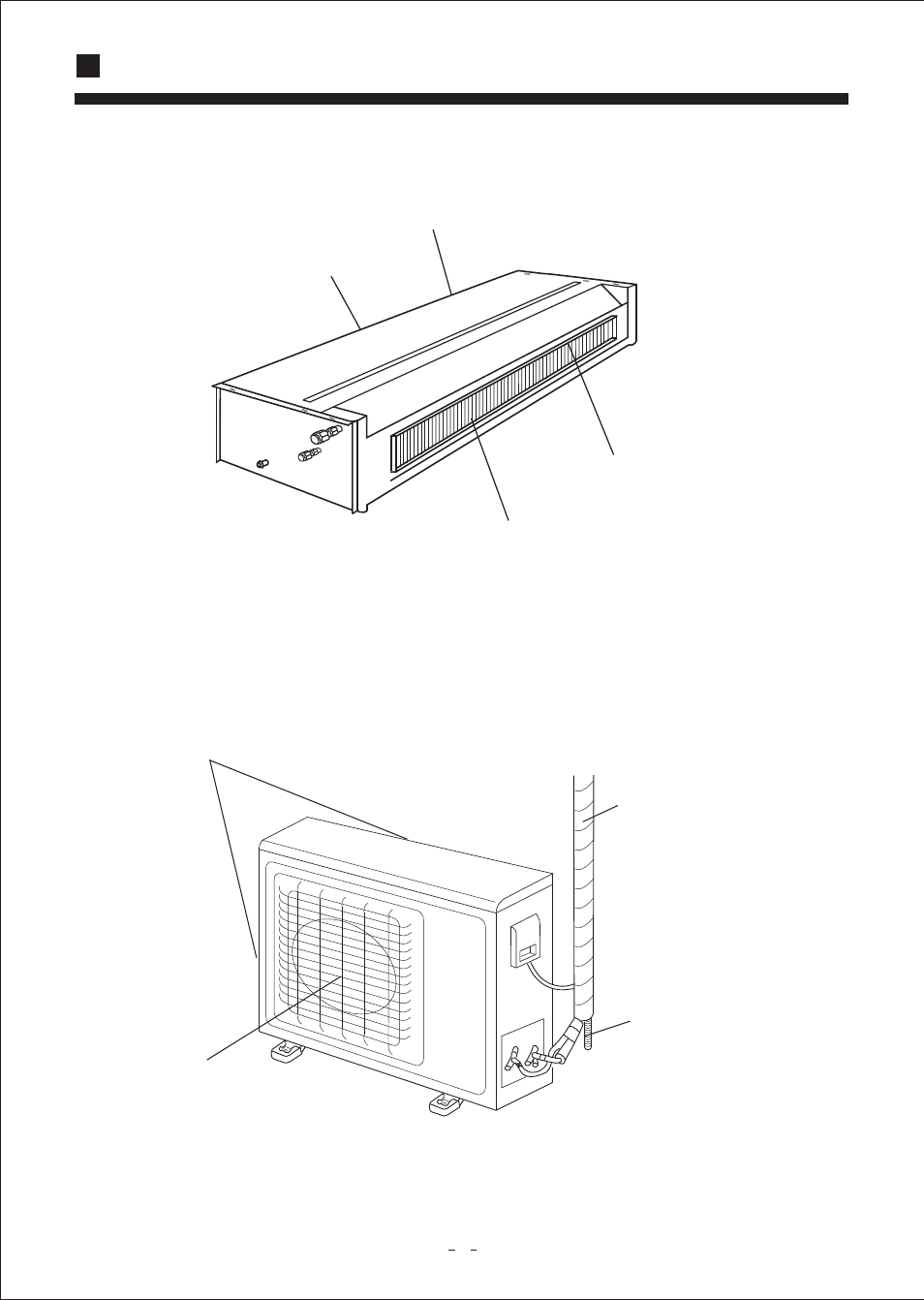 Parts and functions, Indoor unit outdoor unit | haier Duct Type Air Conditioning No. 0010572410 User Manual | Page 7 / 24