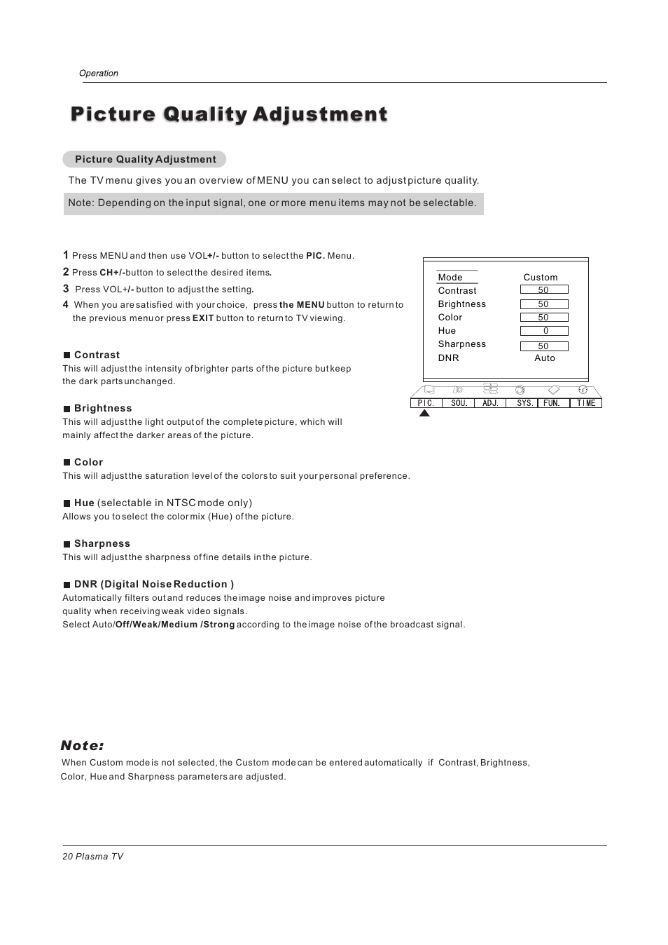 Picture quality adjustment | haier PH-4210D User Manual | Page 20 / 34