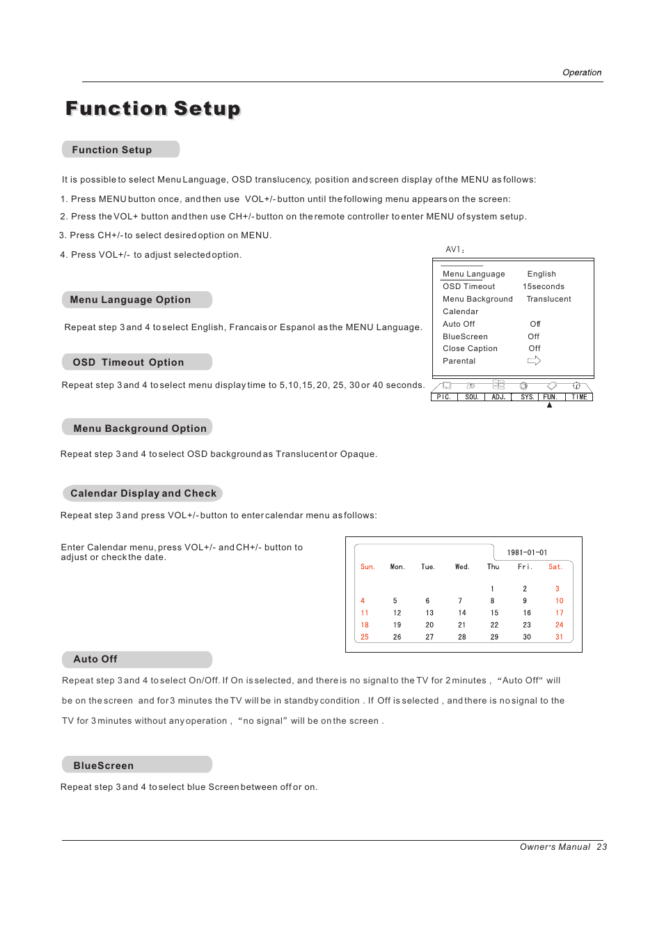 Function setup | haier PH-4210D User Manual | Page 23 / 34