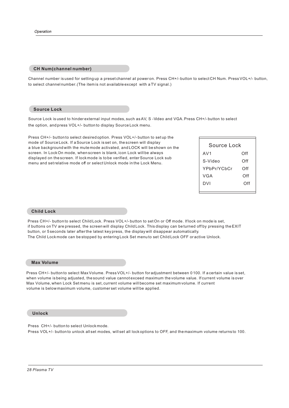 Source lock | haier PH-4210D User Manual | Page 28 / 34