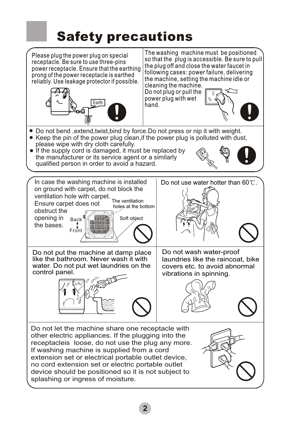 Safety precautions | haier HWMP50F User Manual | Page 4 / 16
